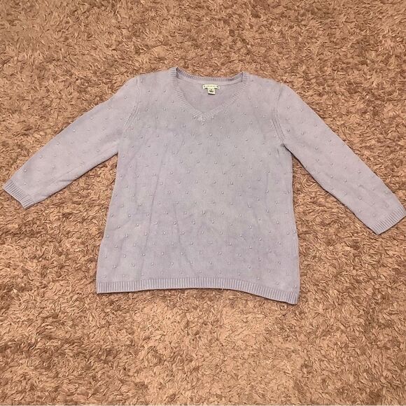 Croft and Barrow Pastel Purple Polka Dot Preppy 3/4 Sleeve Sweater Size Small - Picture 2 of 12